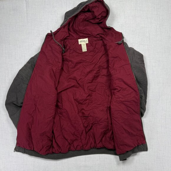 Eddie Bauer Hoodie Jacket Full Zip Front Charcoal Gray Insulated Size L Large - Picture 5 of 14